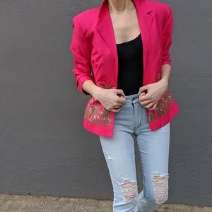 Hot pink statement blazer jacket